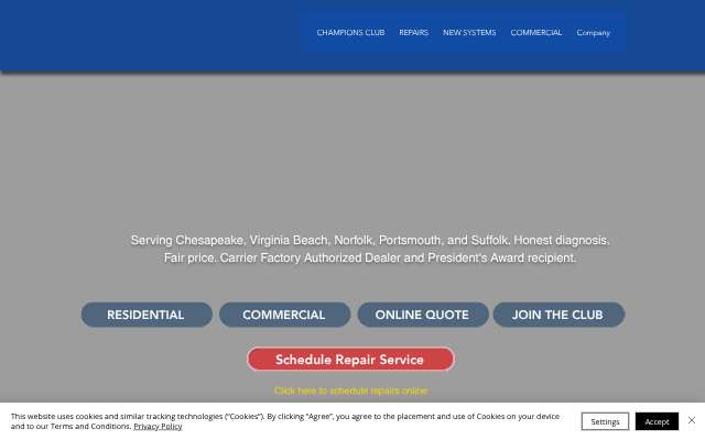 Air Handlers Heating and Cooling's page as the assistant saw it