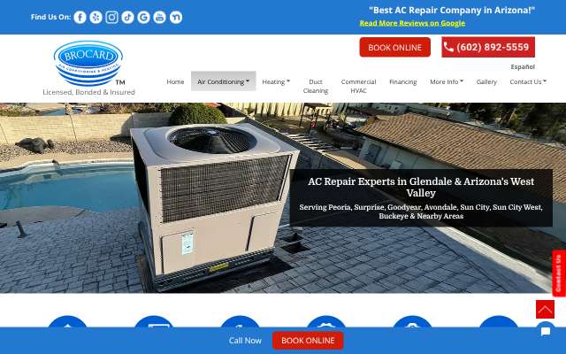 Brocard Air Conditioning & Heating's page as the assistant saw it