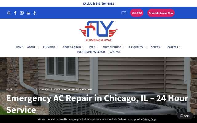 Fly Plumbing & HVAC's page as the assistant saw it