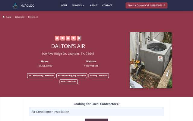 Dalton's Air's page as the assistant saw it
