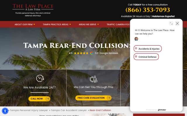 The Law Place's page as the assistant saw it