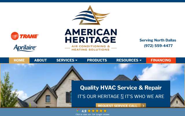 American Heritage Air Conditioning & Heating Solutions's page as the assistant saw it