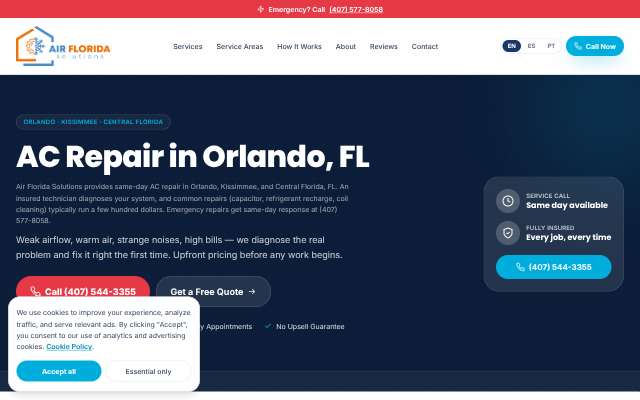 Air Florida Solutions's page as the assistant saw it