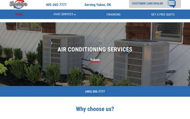 Shockley's Heat & Air's page as the assistant saw it