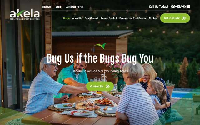 Akela Pest Control's page as the assistant saw it