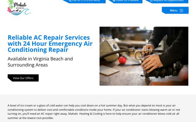 Mahalo Mechanical (Mahalo Heating & Cooling)'s page as the assistant saw it
