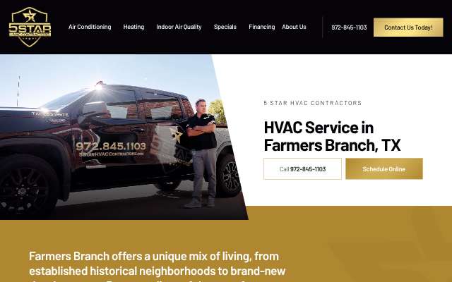 5 Star HVAC Contractors's page as the assistant saw it