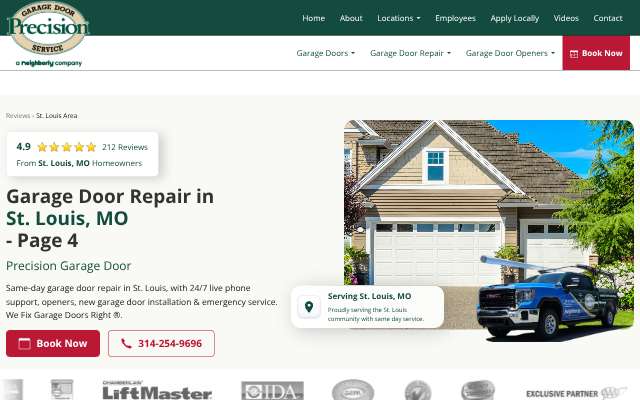 Precision Garage Door of St. Louis's page as the assistant saw it
