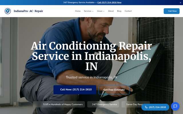 IndianaPro AC Repair's page as the assistant saw it