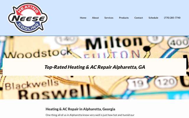 Neese Heating, AC & Plumbing's page as the assistant saw it
