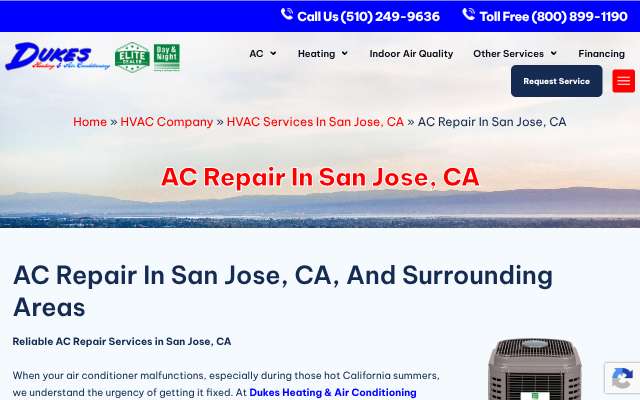 Dukes Heating & Air Conditioning's page as the assistant saw it