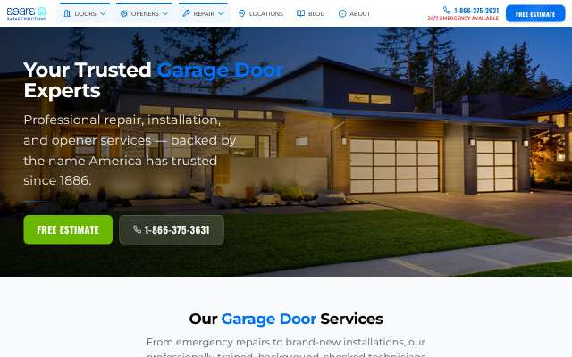 Page cited for Sears Garage Door Installation and Repair