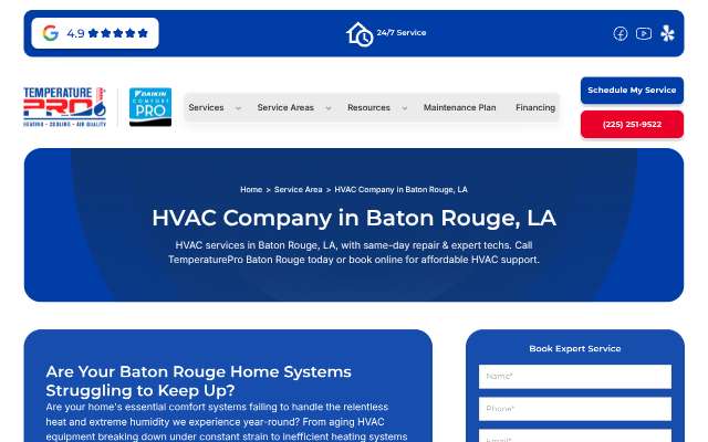 TemperaturePro Baton Rouge's page as the assistant saw it