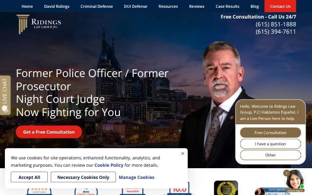 Ridings Law Group's page as the assistant saw it