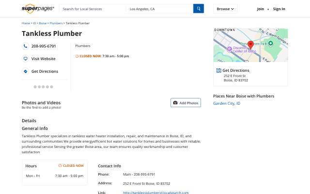 Tankless Plumber's page as the assistant saw it