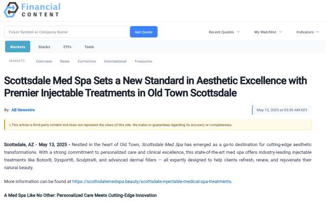 Scottsdale Med Spa's page as the assistant saw it