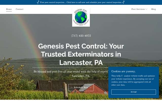 Genesis Termite and Pest Control's page as the assistant saw it