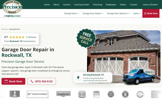 Page cited for Precision Garage Door of Dallas Metro