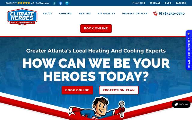 Climate Heroes Air Conditioning's page as the assistant saw it