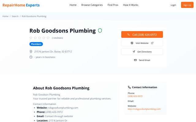 Goodson Plumbing Services's page as the assistant saw it