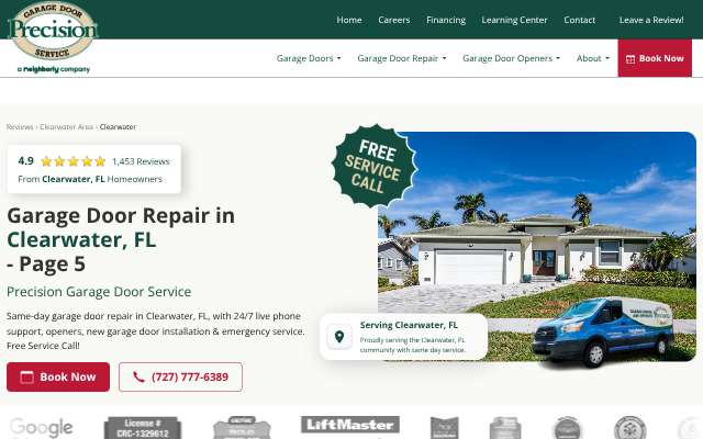 Precision Garage Door Service of Clearwater's page as the assistant saw it