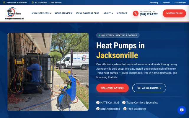 Ideal Conditions HVAC's page as the assistant saw it
