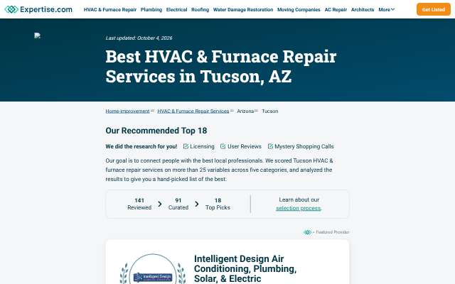 Intelligent Design Air Conditioning & Heating's page as the assistant saw it