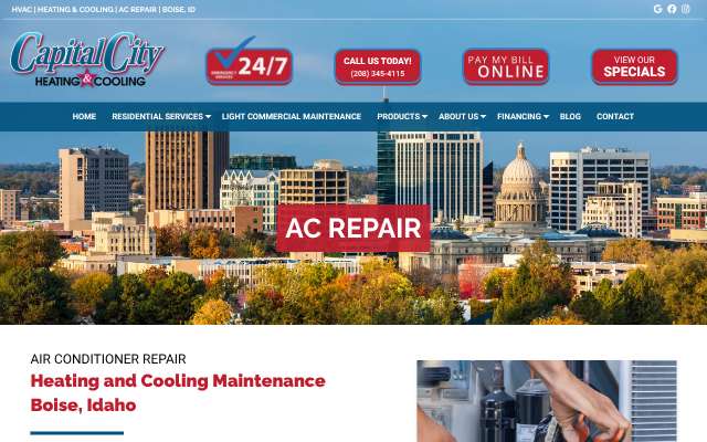 Capital City Heating & Cooling's page as the assistant saw it