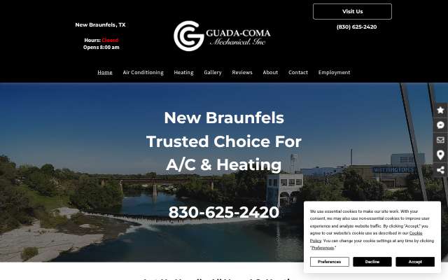 Guada-Coma Mechanical's page as the assistant saw it