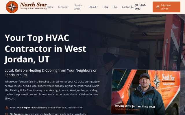 North Star Heating & Air Conditioning's page as the assistant saw it