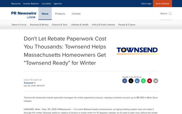 Townsend Energy's page as the assistant saw it