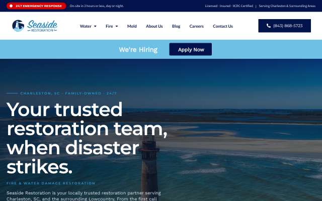Seaside Restoration's page as the assistant saw it