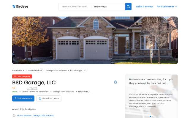 Page cited for BSD Garage, LLC