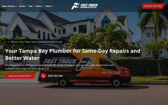 Fast Track Plumbing's page as the assistant saw it