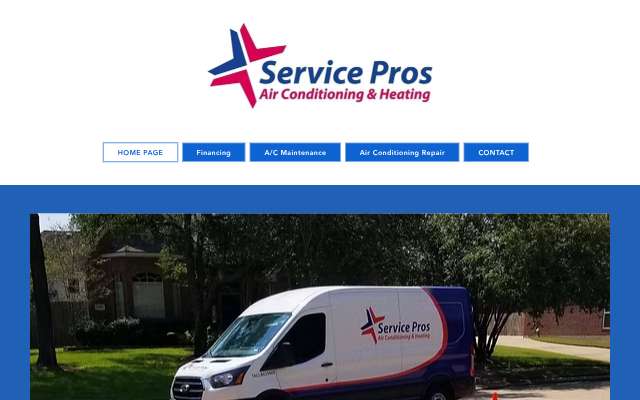 Service Pros Air Conditioning & Heating's page as the assistant saw it