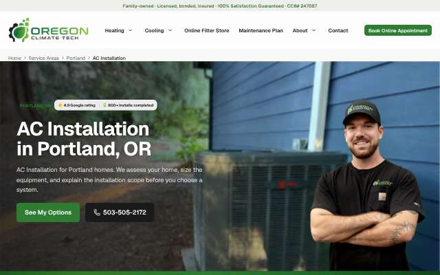 Oregon Climate Tech's page as the assistant saw it