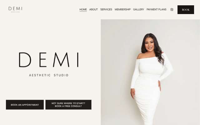 Page cited for DEMI Aesthetic Studio (formerly DEMI Med Spa)