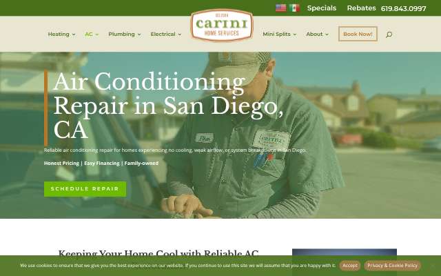 Carini Home Services's page as the assistant saw it