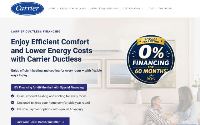 Carrier Ductless's page as the assistant saw it
