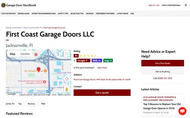 Page cited for First Coast Garage Doors LLC