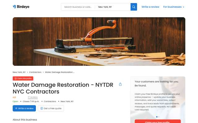NYTDR NYC Contractors's page as the assistant saw it