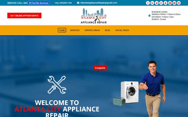 Atlanta City Appliance Repair's page as the assistant saw it