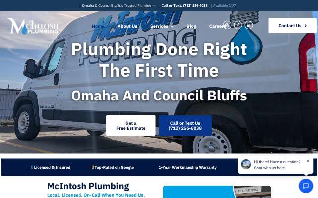 McIntosh Plumbing's page as the assistant saw it