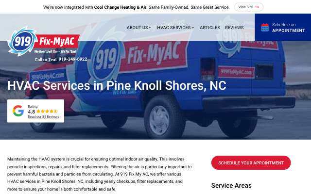 919 Fix My AC's page as the assistant saw it
