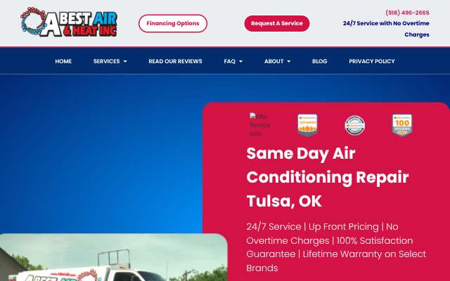 A Best Air & Heat's page as the assistant saw it