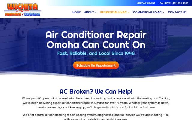 Wichita Heating & Cooling's page as the assistant saw it