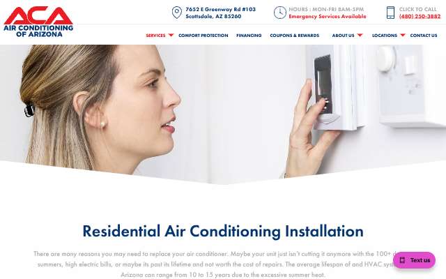Air Conditioning of Arizona's page as the assistant saw it