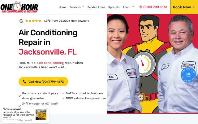 One Hour Air Conditioning & Heating's page as the assistant saw it