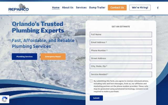 Repairco Plumbing Services's page as the assistant saw it
