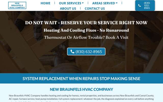 Air-Tex Heating & Cooling Inc.'s page as the assistant saw it